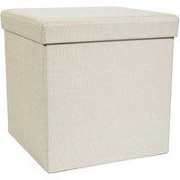 Faux Linen Cube Ottoman