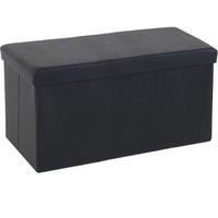 Faux Leather Ottoman Black