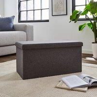 Faux Linen Ottoman Grey Grey