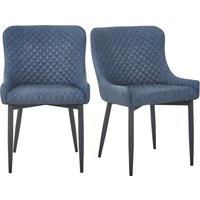 Montreal Set of 2 Dining Chairs, Faux Leather Navy Blue