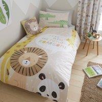 Catherine Lansfield Roarsome Animals Reverisble Duvet Cover and Pillowcase Set Beige