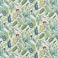By the Metre Monkey Forest PVC Green/White