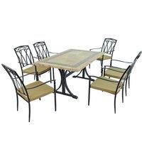 Charleston 6 Seater Dining Set with Ascot Chairs Brown and Black