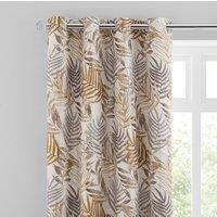 Leaf Jacquard Butterscotch Eyelet Curtains Orange/Grey