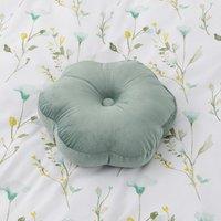 Flower Velvet Cushion Green