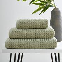 Sage Green Waffle 100% Cotton Towel Green