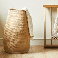 Cotton Jute Natural Laundry Basket Brown