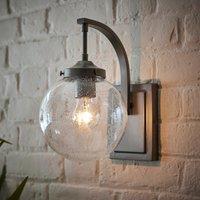 Twain Outdoor 17cm Globe Glass Wall Light Silver