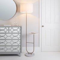 Carrara Marble Base Floor Lamp with Table White/Black
