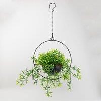 Artificial Trailing Plant in Black Industrial Round Hanging Plant Pot