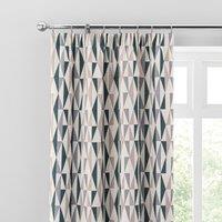 Elements Triangles Peacock Pencil Pleat Curtains Green/Beige/White