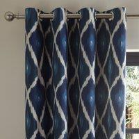 Mahara Navy Eyelet Curtains Navy Blue/White