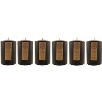 Pack of 6 Black Pillar Candles Black