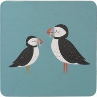 Set of 4 Puffin Cork Back Coasters Blue/Grey/White