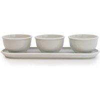 White Set of 3 Dip Bowls with Platter