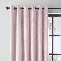 Recycled Velour Blush Eyelet Curtains Pink