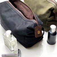 Monogrammed Green Waxed Wash Bag