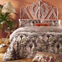 furn. Malaysian Palm Blush Floral Reversible Duvet Cover and Pillowcase Set Beige/Brown