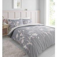 Catherine Lansfield Meadowsweet Floral Pink Duvet Cover and Pillowcase Set Pink/Grey