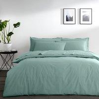 Pure Cotton Seafoam Blue Plain Dye Duvet Cover Green