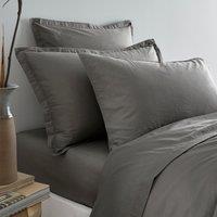 Soft Washed Recycled Cotton Oxford Pillowcase Dark Grey