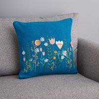 Scandi Floral Modern Cushion Cover Teal (Green)