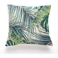 Palm Leaf Tapestry Teal Cushion Green