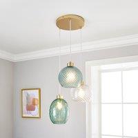 Elodie 3 Light Cluster Ceiling Fitting Green