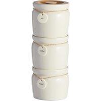 Set of 3 Cream Hang Tag Stacking Canisters