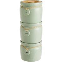 Set of 3 Sage Hang Tag Stacking Canisters Green