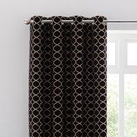 Chenille Ogee Black Eyelet Curtains Black