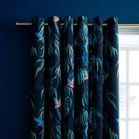 Kingfisher Peacock Eyelet Curtains Green/Blue