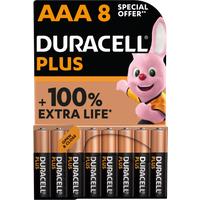 Pack of 8 Duracell Plus 100 AAA Batteries Black;Brown