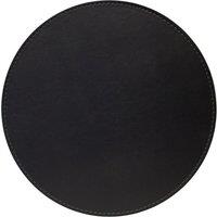 Set of 4 Black & Grey Faux Leather Reversible Round Placemats