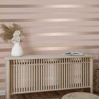 Platinum Rosco Foil Stripe Blush Wallpaper Blush