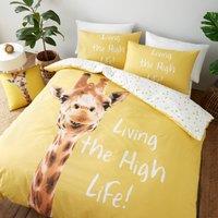 Yellow Giraffe Duvet Cover and Pillowcase Set Yellow/White