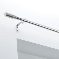 Barrel Metal Extendable Eyelet Curtain Pole 16/19mm Satin Steel (Silver)
