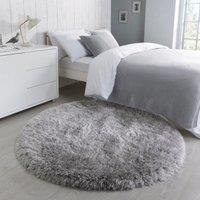 Jewel Shaggy Round Rug Silver