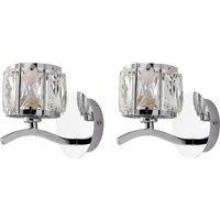 Set of 2 Kleio Glass Chrome Wall Light