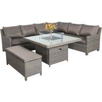 Paris 7 Piece Deluxe Modular Corner Dining Set with Square Firepit Slate (Grey)