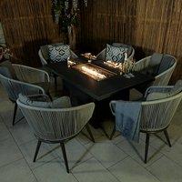 Aspen 6 Seater Fire Pit Dining Set Grey