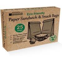 Pack of 25 Paper Sandwich Bags Brown