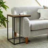Charlie C-Shaped Side Table, Rustic Wood Effect