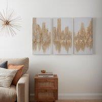 Set of 3 Gold Foil Panel Canvases