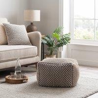 Jersey Bobble Pouffe Grey/White