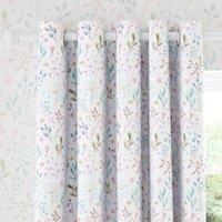 Unicorn Enchanted White Floral Thermal Blackout Eyelet Curtains Pink/Green/White