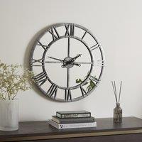 Distressed Mirrored 57cm Clock Silver Silver