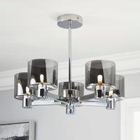 Erin Ceiling 5 Light Smoked Ceiling Fitting Chrome