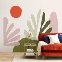 Elements Leaf Mural Pink/Green