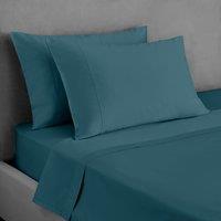 Dorma 300 Thread Count 100% Cotton Sateen Plain Flat Sheet Blue